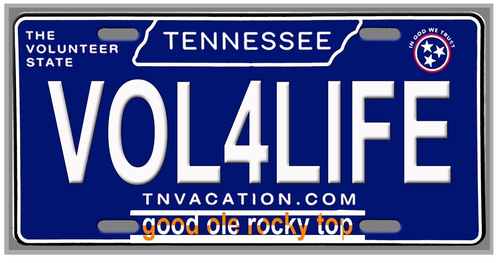 Tennessee Vol4Life  License Plate Vanity Auto Tag/Room Sign good ole rocky top