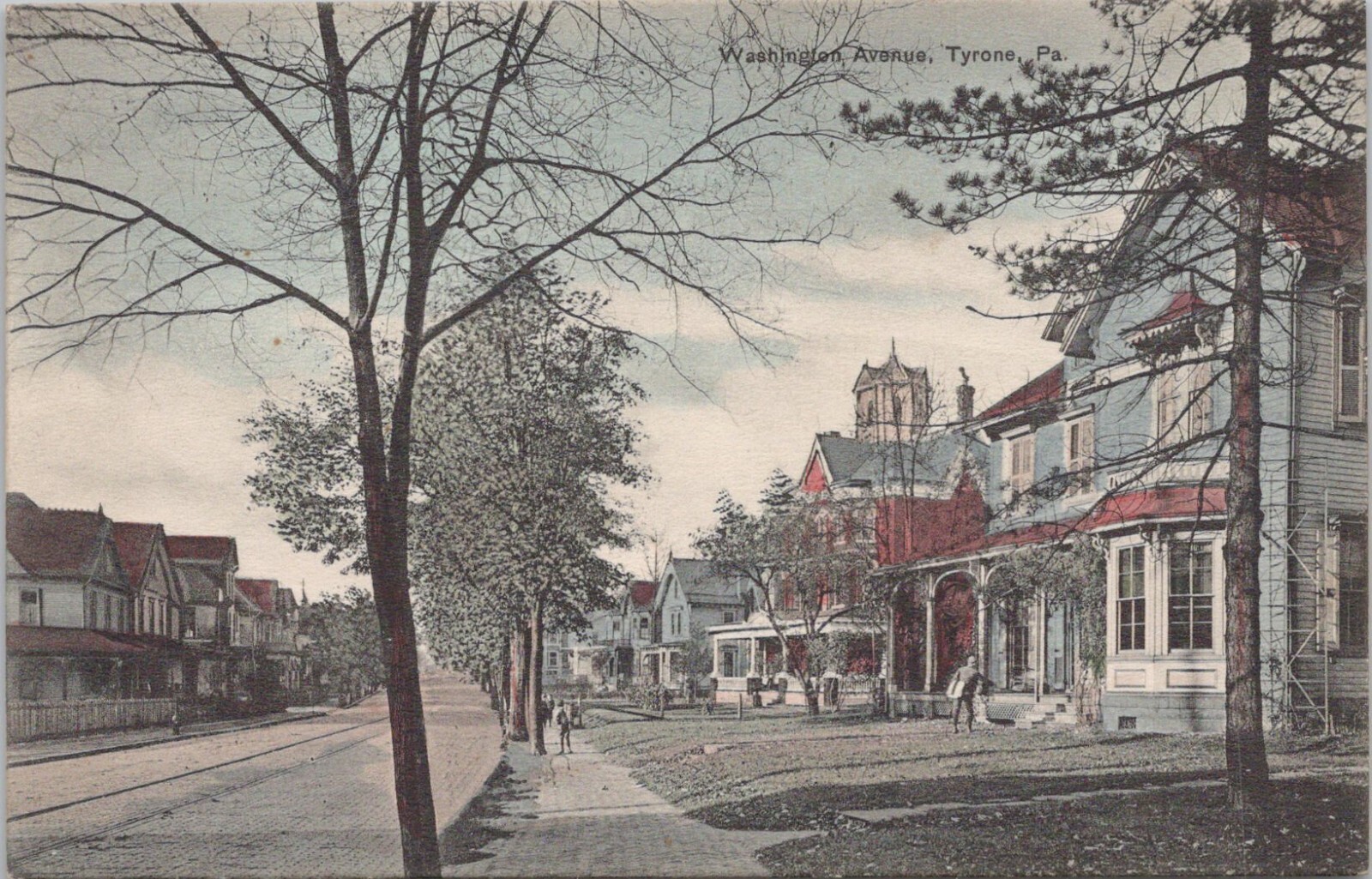 Lithograph ** Philadelphia PA Street Scene on Washington Avenue early 1900s