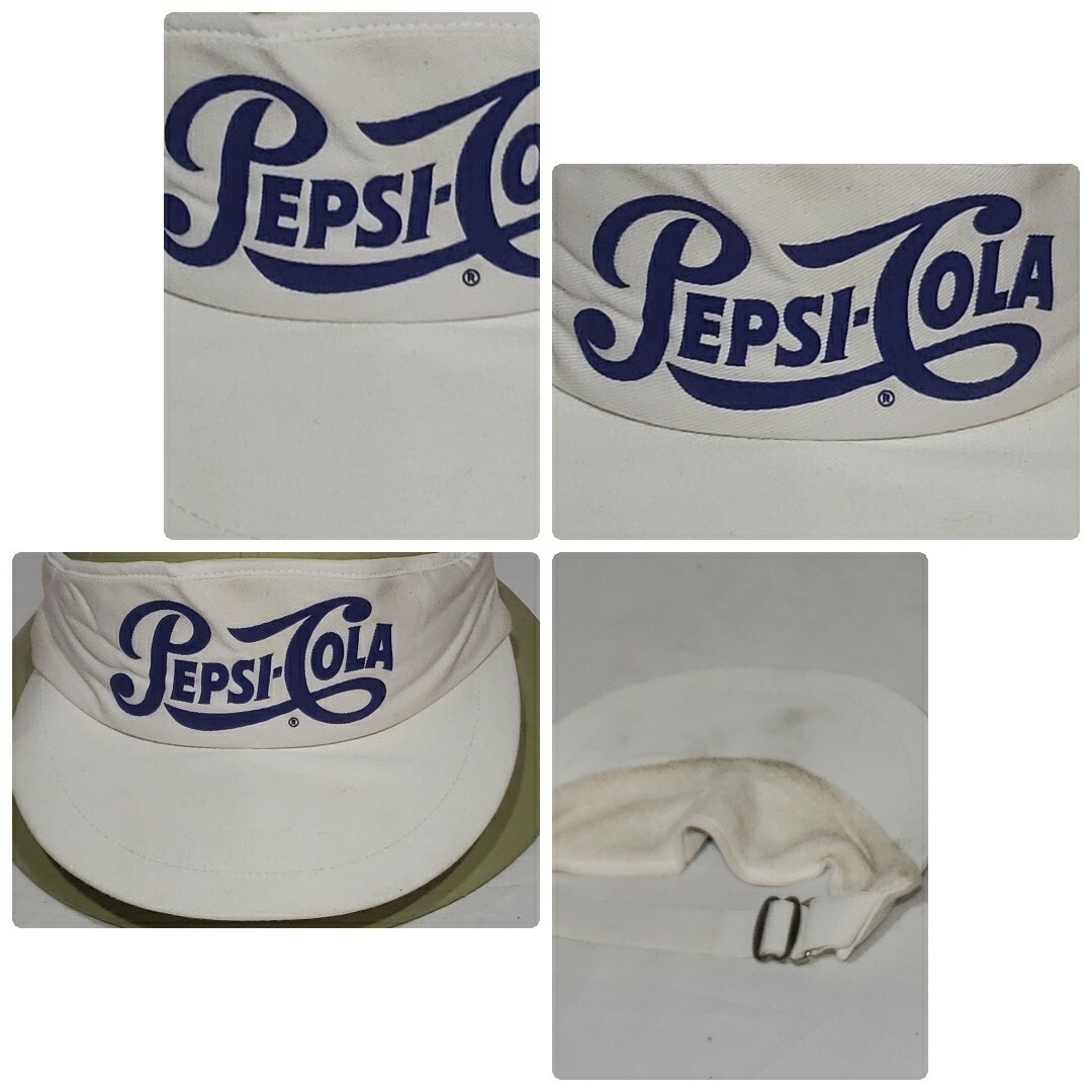 Vintage Pepsi Cola Visor Golf White Snap Back Adjustable Puffy Print 