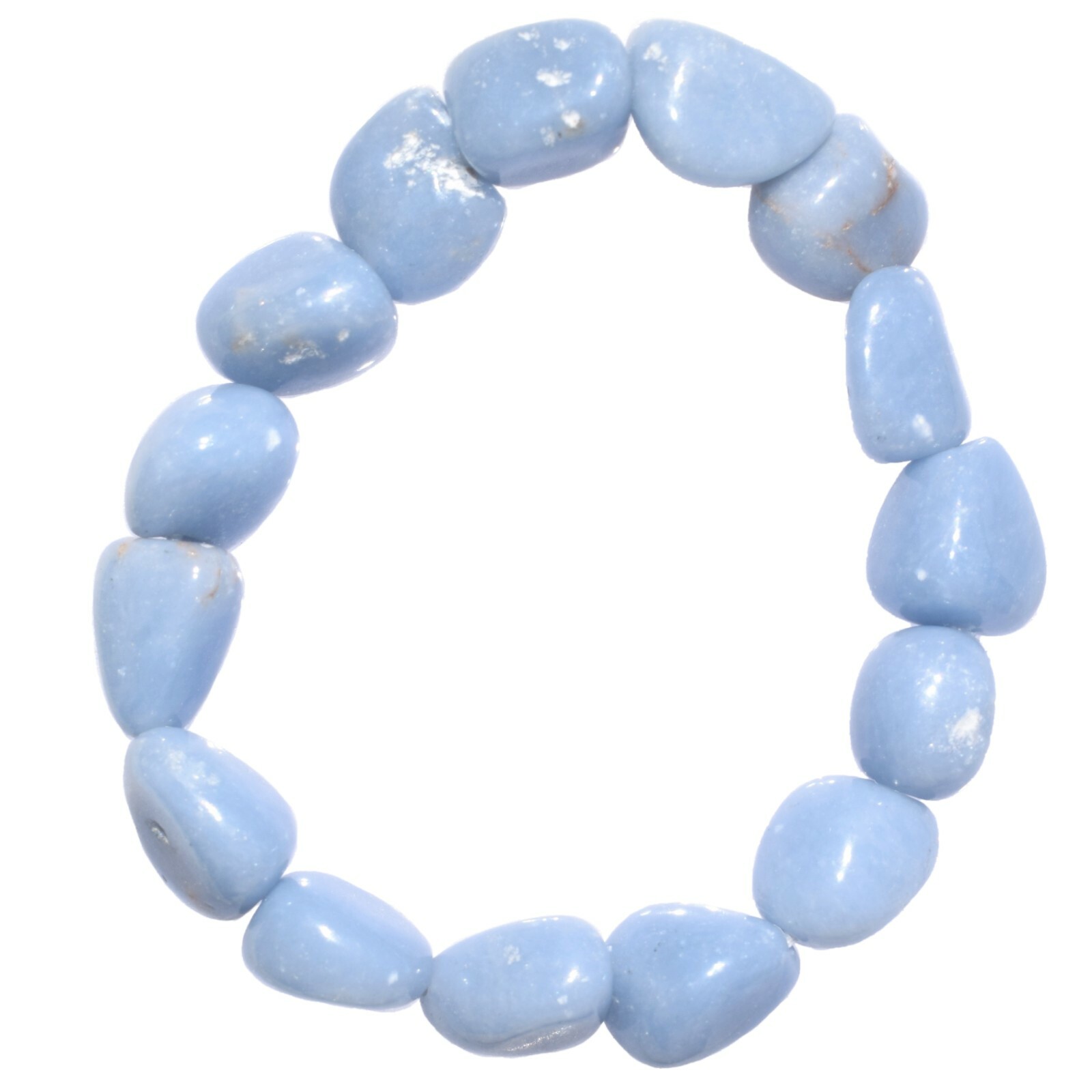 CHARGED Angelite Crystal Nugget Stretchy Bracelet + Selenite Puffy Heart
