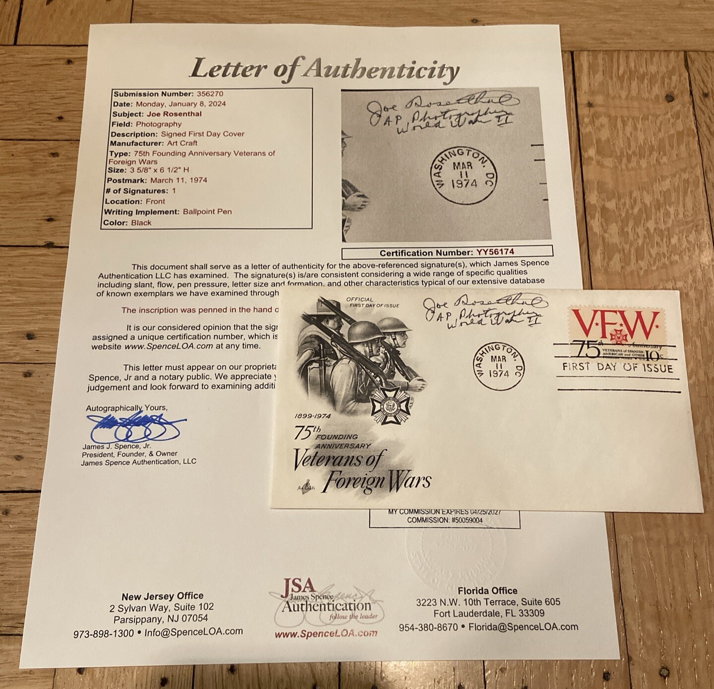 Joe Rosenthal AP Photographer World War II Signed 1st Day Cover Autograph JSA