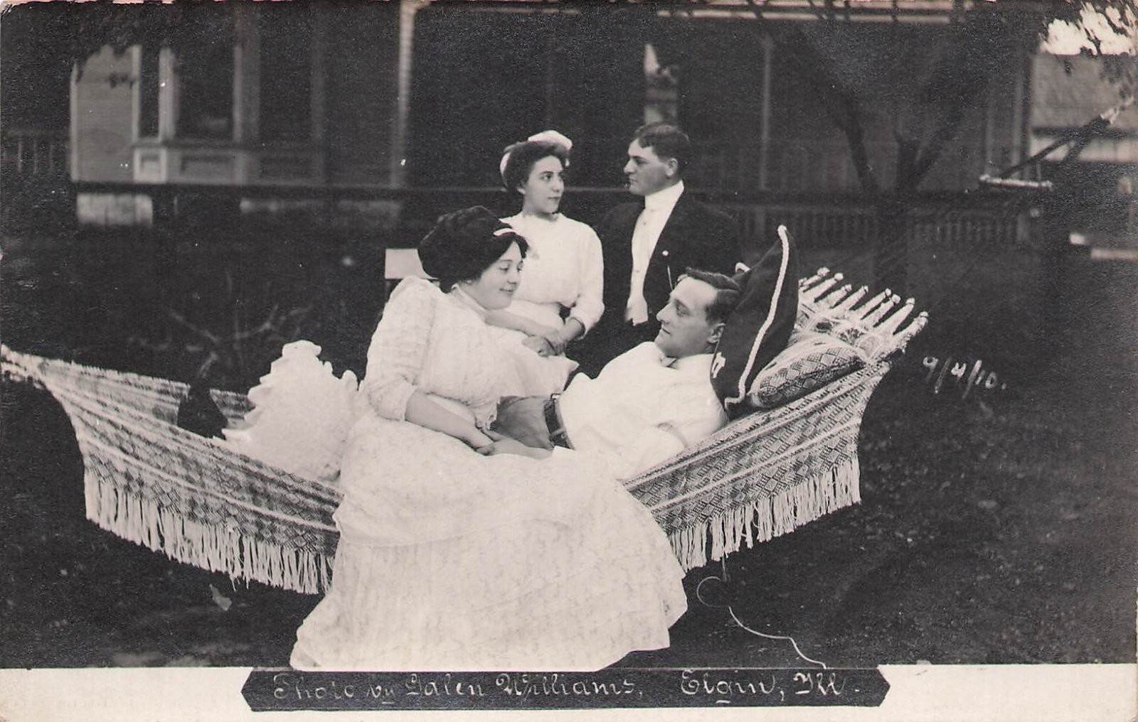 Elgin Illinois Hammock Four People Social History Galen Williams RPPC