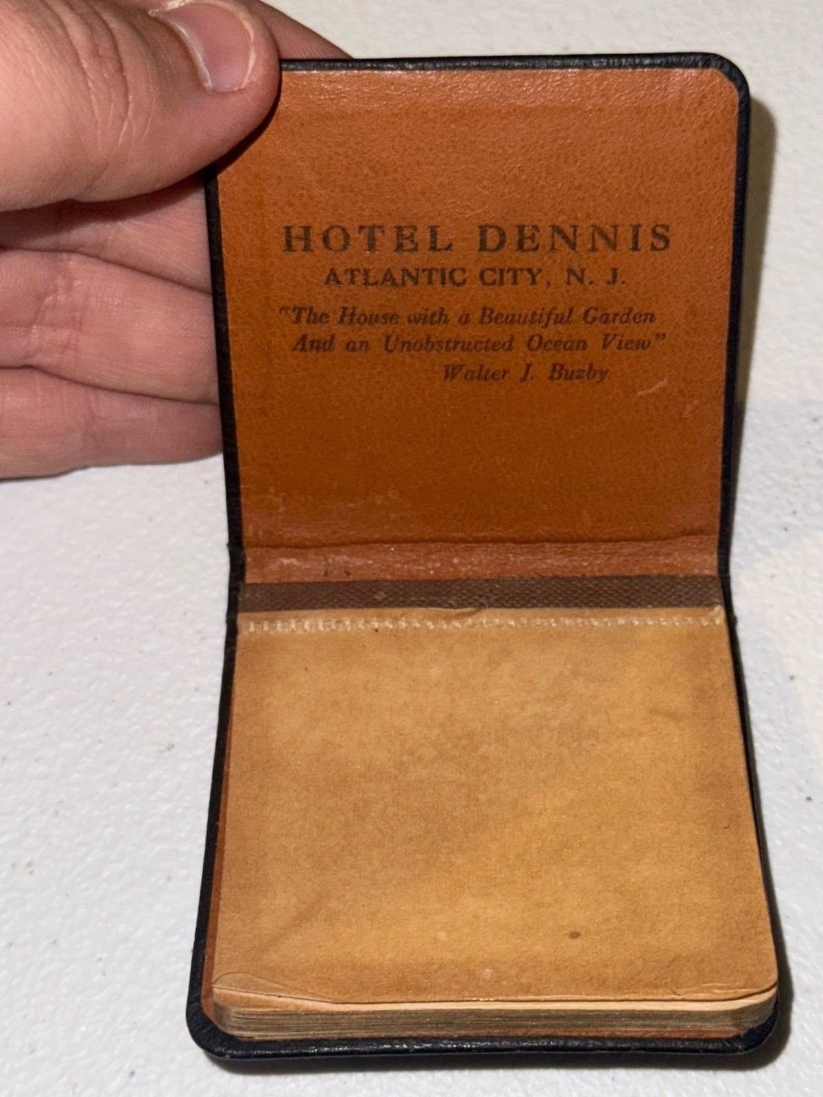 VTG 1940s HOTEL DENNIS ATLANTIC CITY New Jersey Souvenir Mini Leather Notepad 