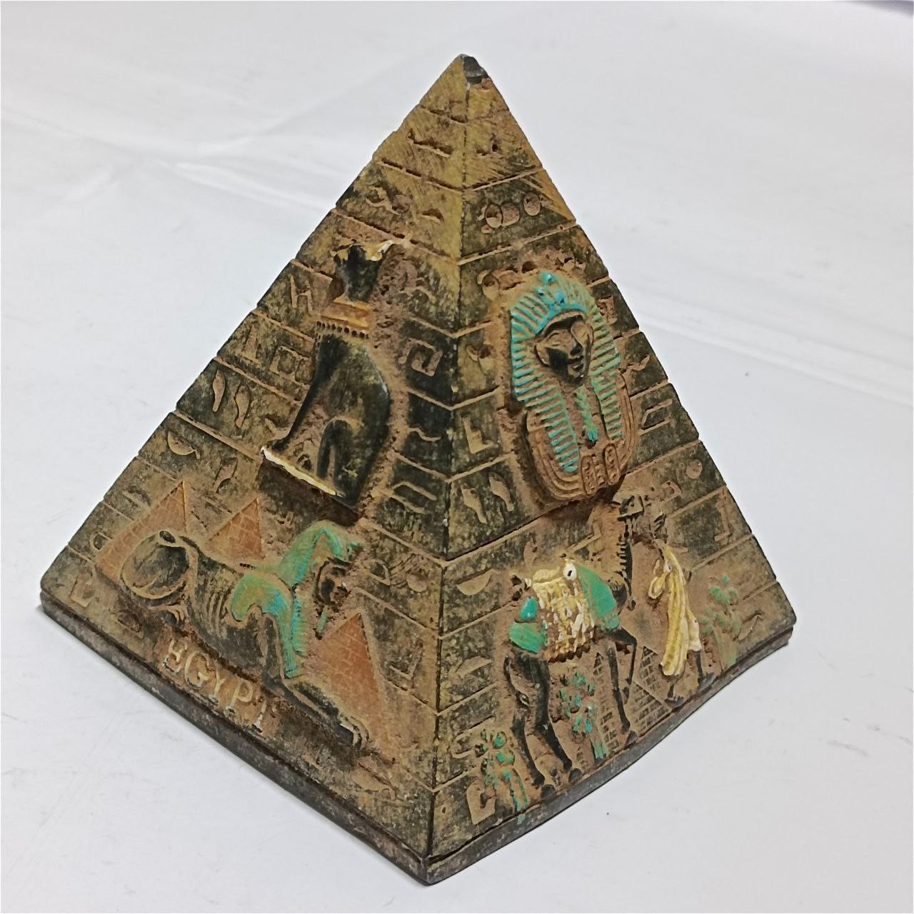 Handcrafted Egypt pyramid souvenir ancient pharaoh and camel relief design decor