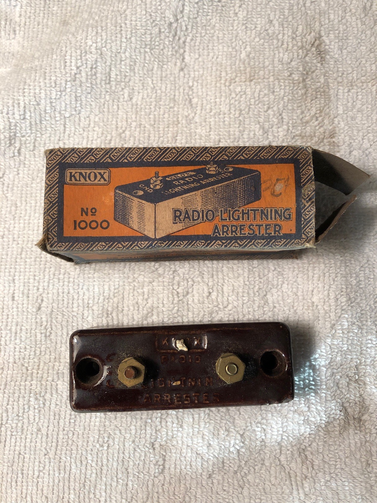 NOS New Vintage Knox No. 1000 Radio Lightning Arrester