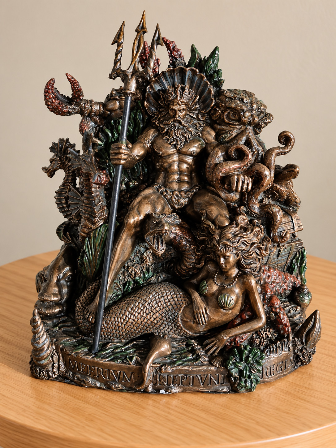 Neptune Roman God of the Sea Poseidon Trident Mermaid Mythology Statue