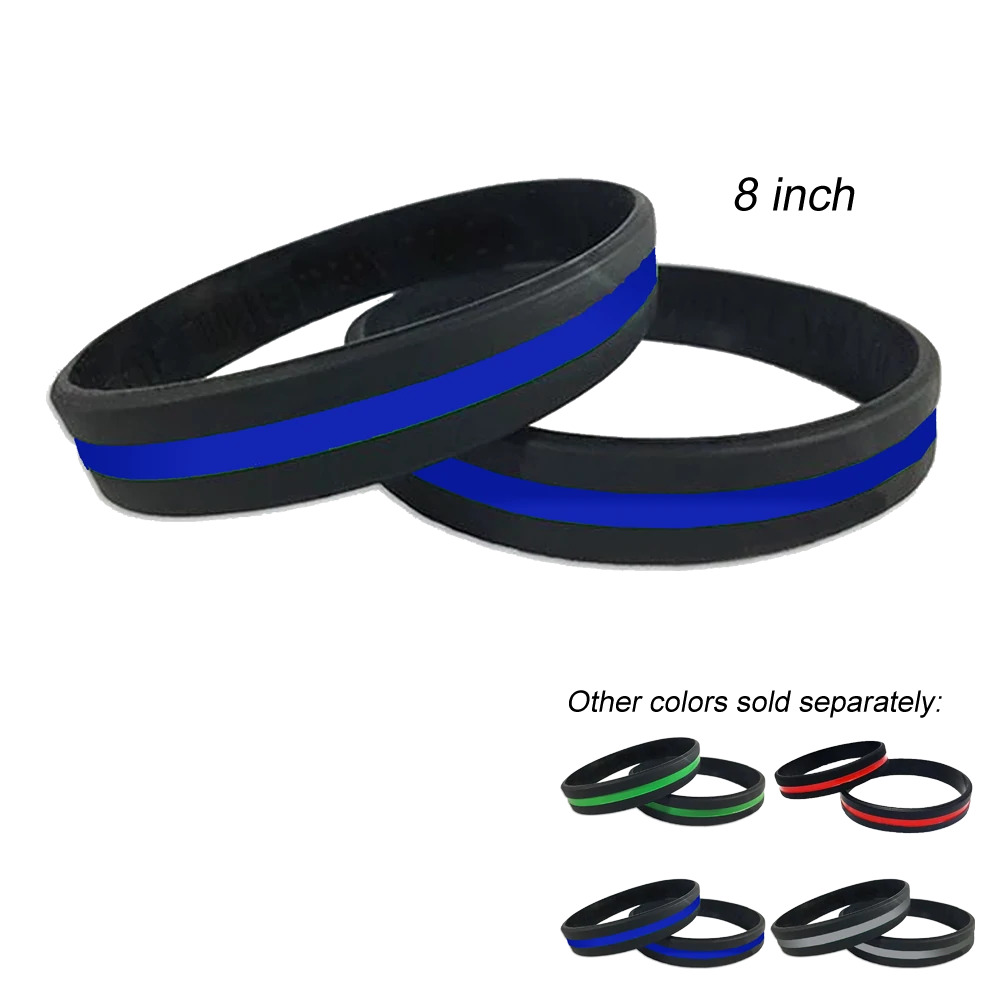Thin Blue Line Police Silicon Bracelet (BLUE)