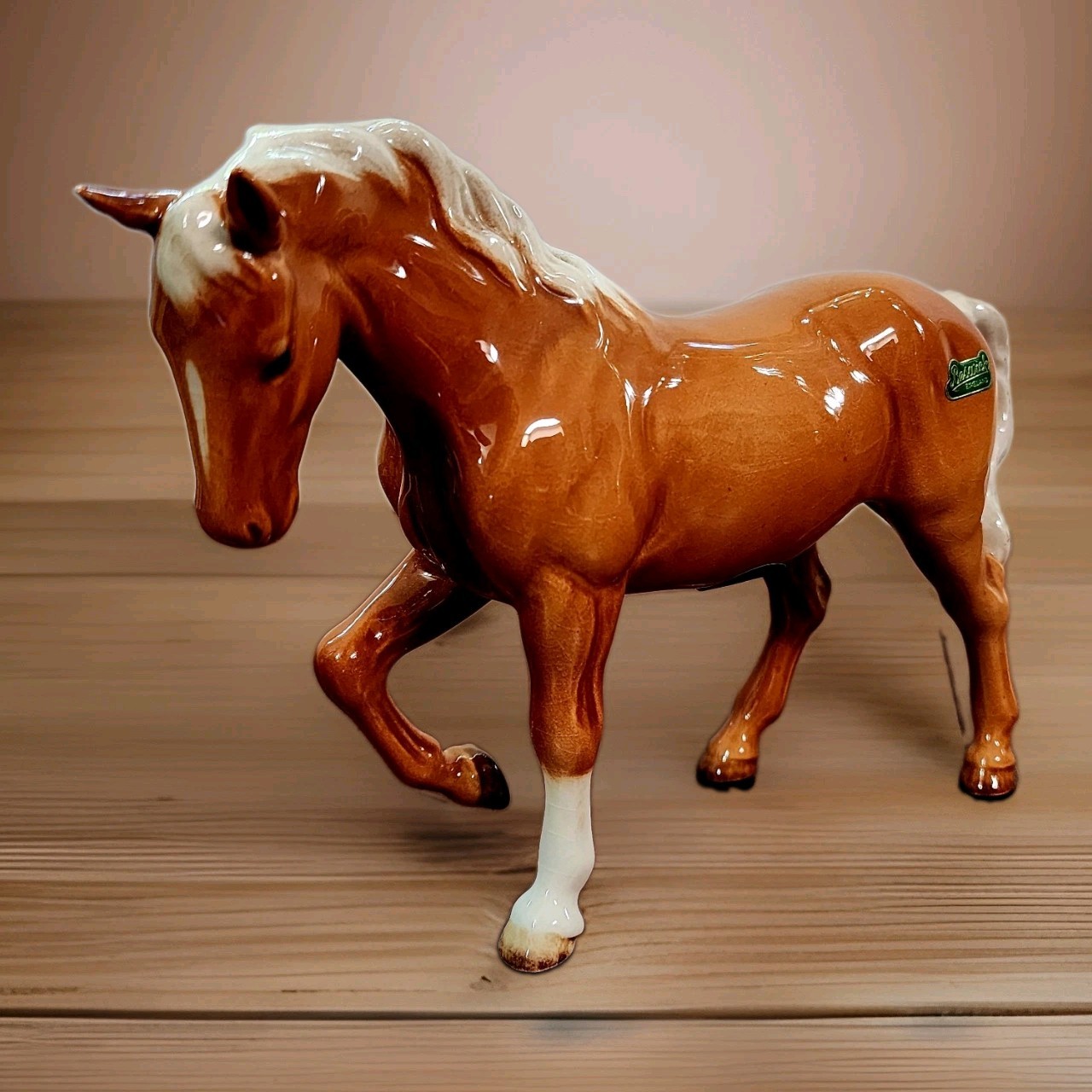 Vintage Beswick Stocky Jogging Mare Horse Figurine Model 855 Palomino Gloss