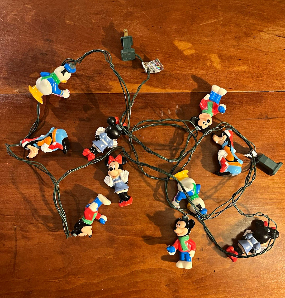 VTG Disney Christmas String Lights Mickey Minnie Donald Goofy Multicolor Flaw