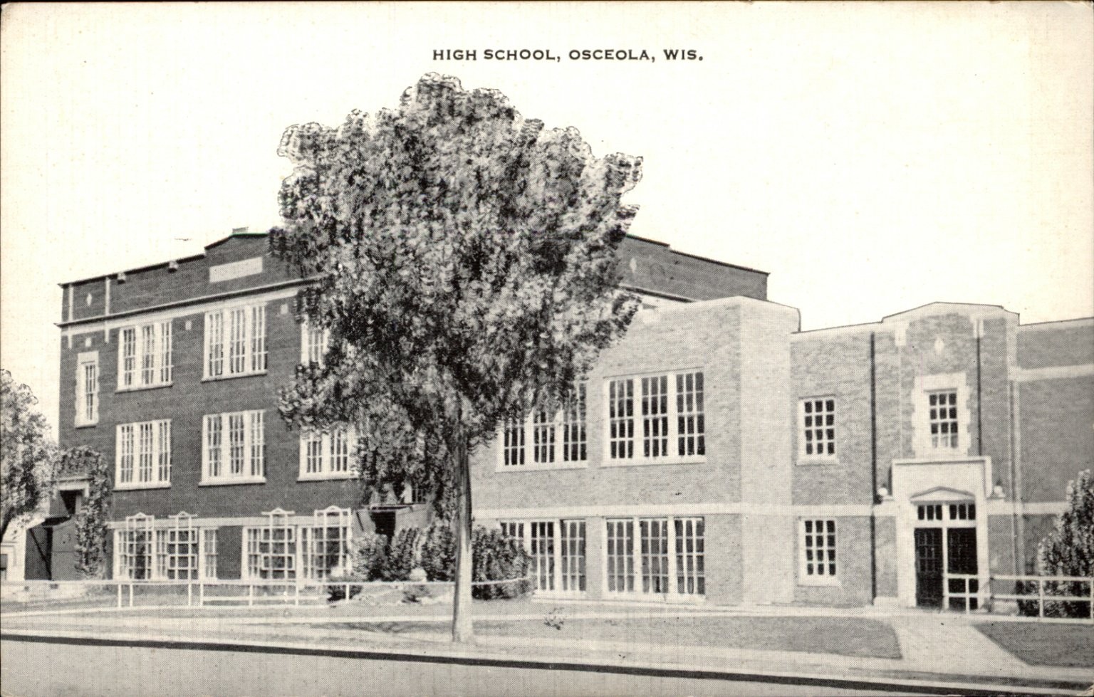 Osceola High School Building Osceola WI vintage postcard e831