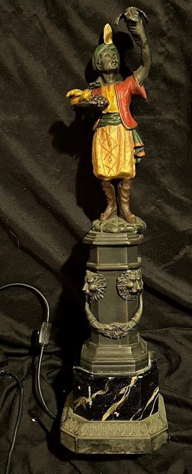 Vintage Bronze or Brass Blackamoor Man Figural Art Statue Table Statue Base