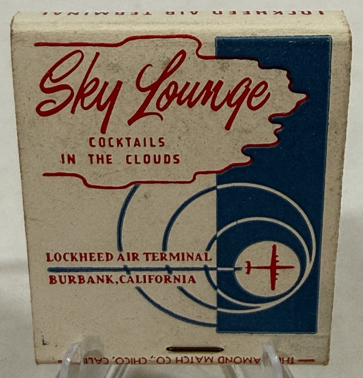 Vintage 1950s Sky Lounge Burbank Airport Lockheed Terminal Unstruck Matchbook