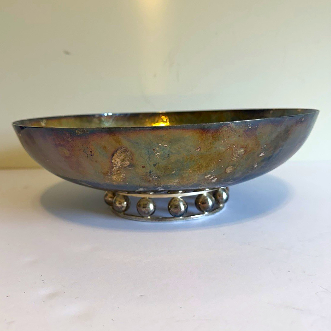 Vintage Emilia Castillo Taxco Hand Hammered Silver Plate Centerpiece Bowl Ball