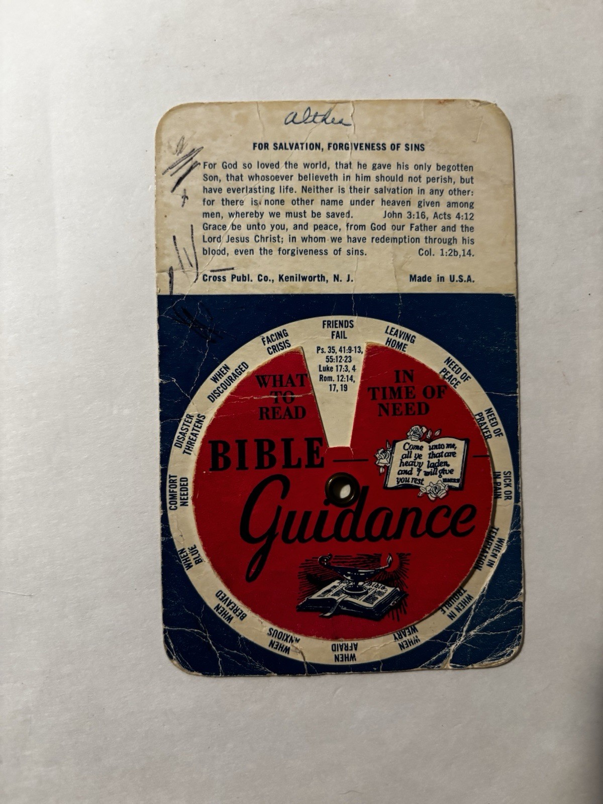 Vintage Bible Guidance Scripture Wheel Cross Publishing Kenilworth NJ Religious 
