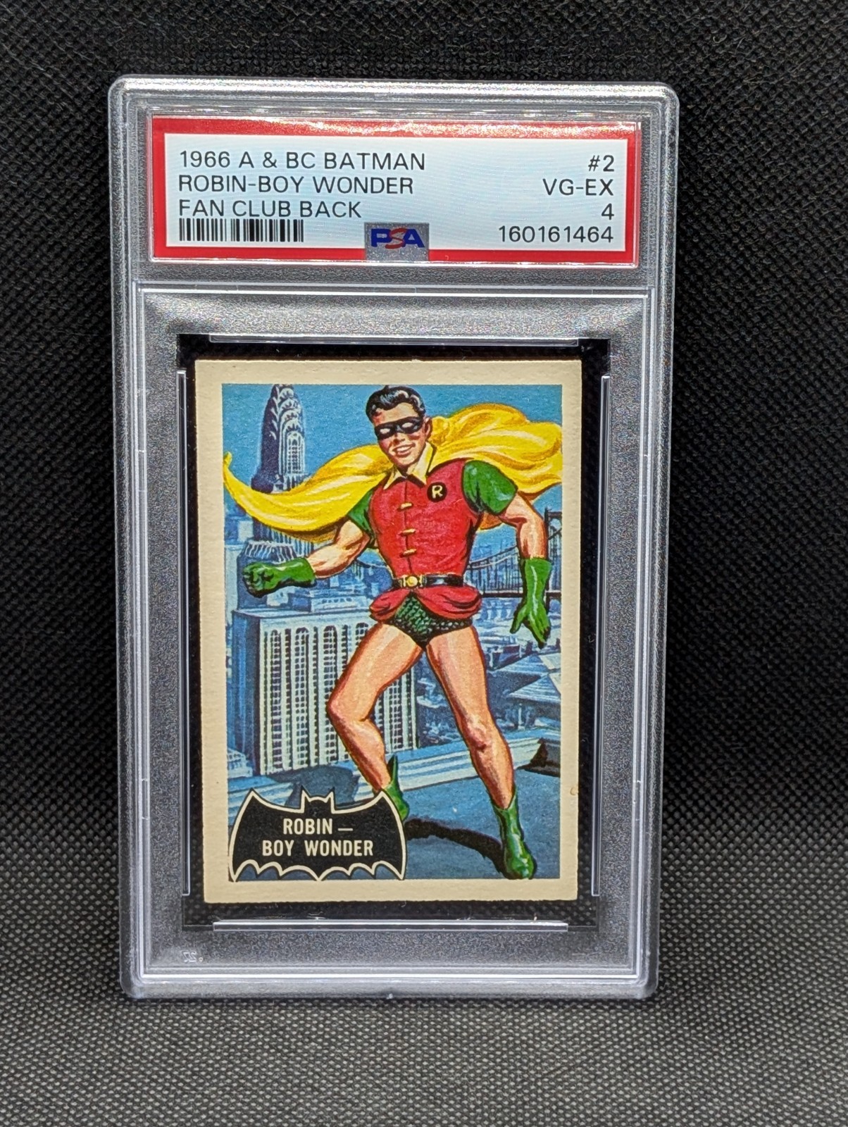 1966 A&BC BATMAN • #2 ROBIN-BOY WONDER • SUPER RARE FAN CLUB BACK • PSA 4