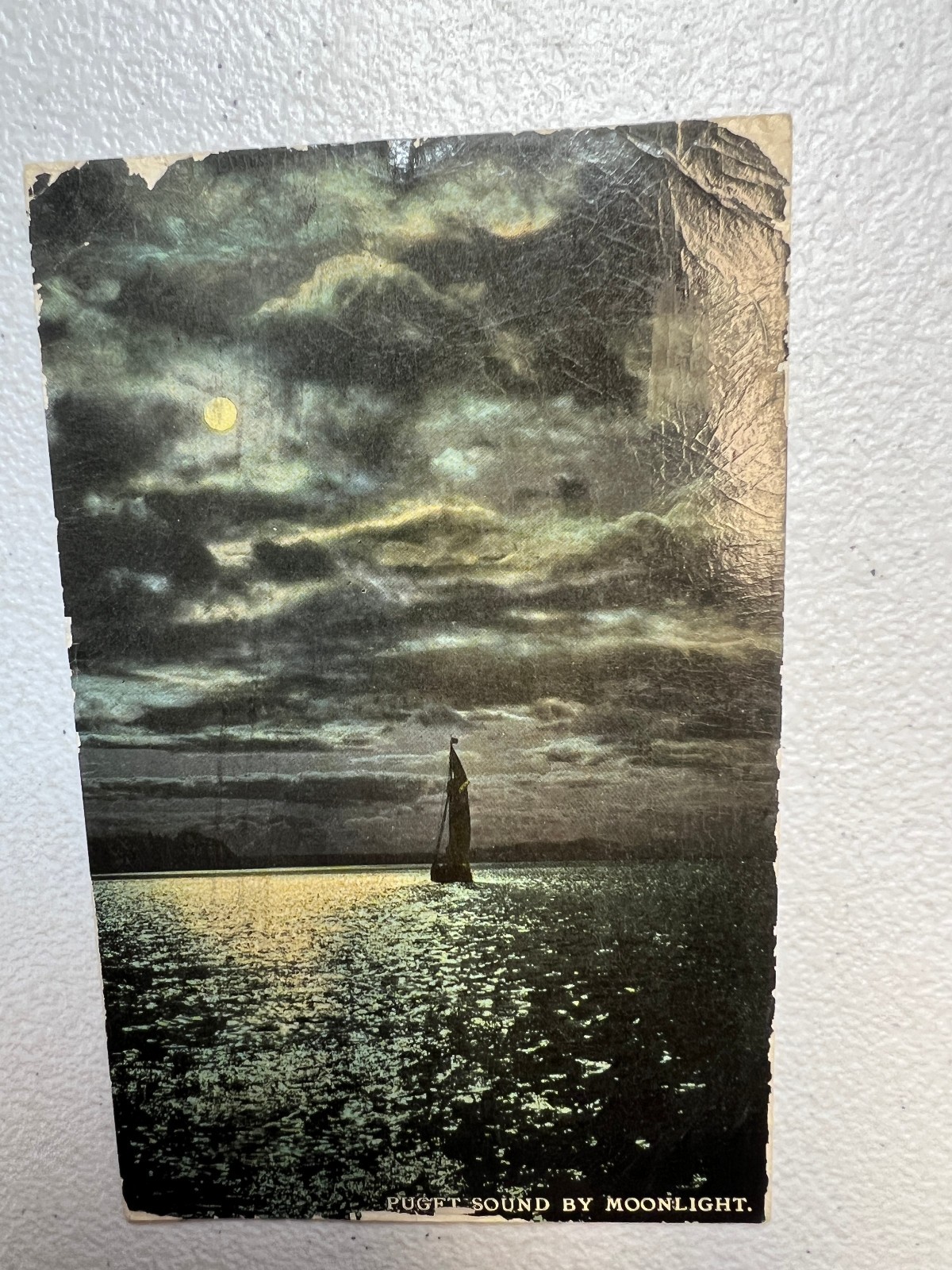 Vintage Postcard, Puget Sound by Moonlight, Washington, Posted 1911