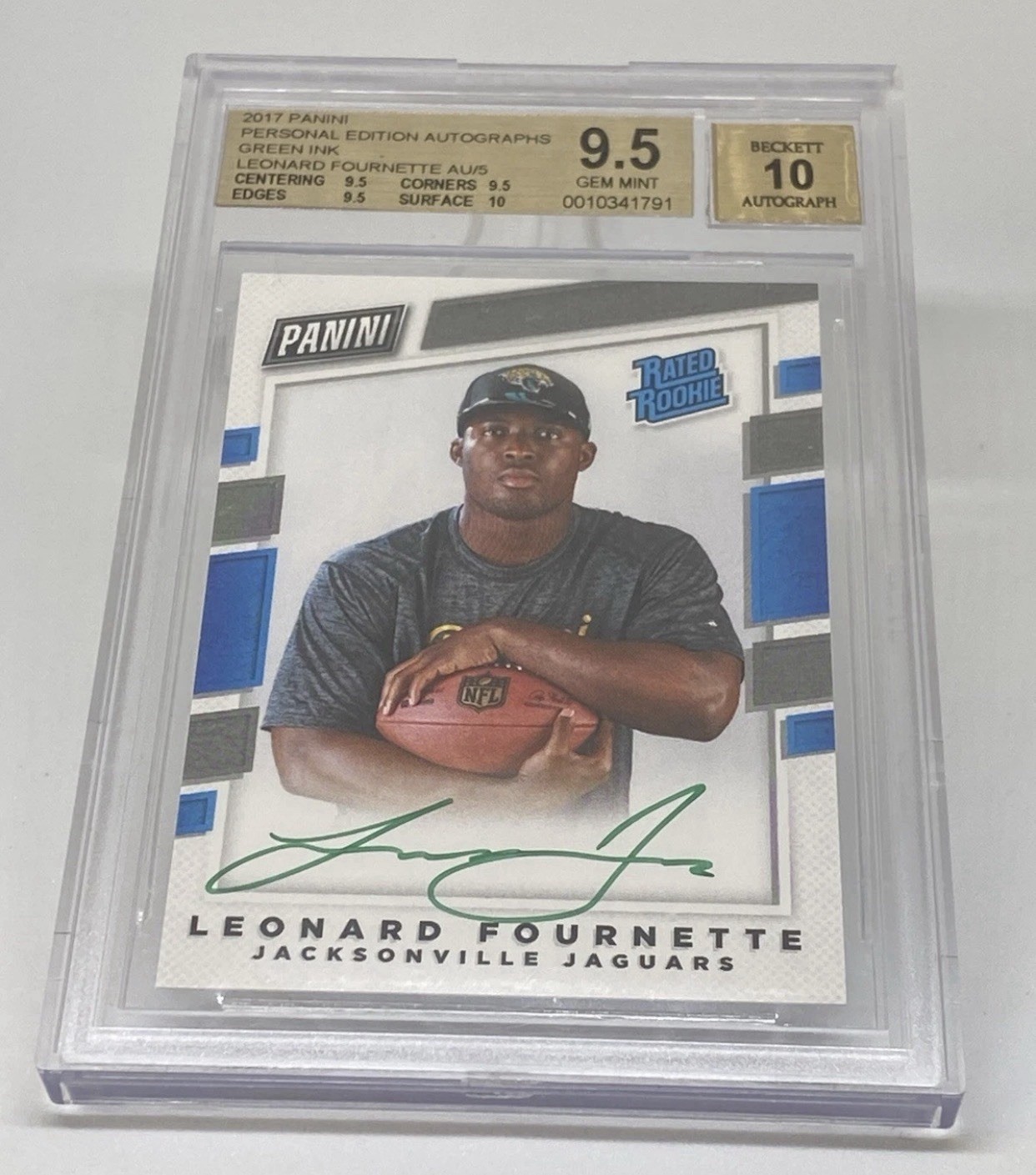 LEONARD FOURNETTE 2017 RC GRN Ink Auto #5/5 BGS ALL 9.5 /10 POP 1 LEONARD FOURNETTE 2017 RC GRN Ink Auto #5/5 BGS ALL 9.5 /10 POP 1