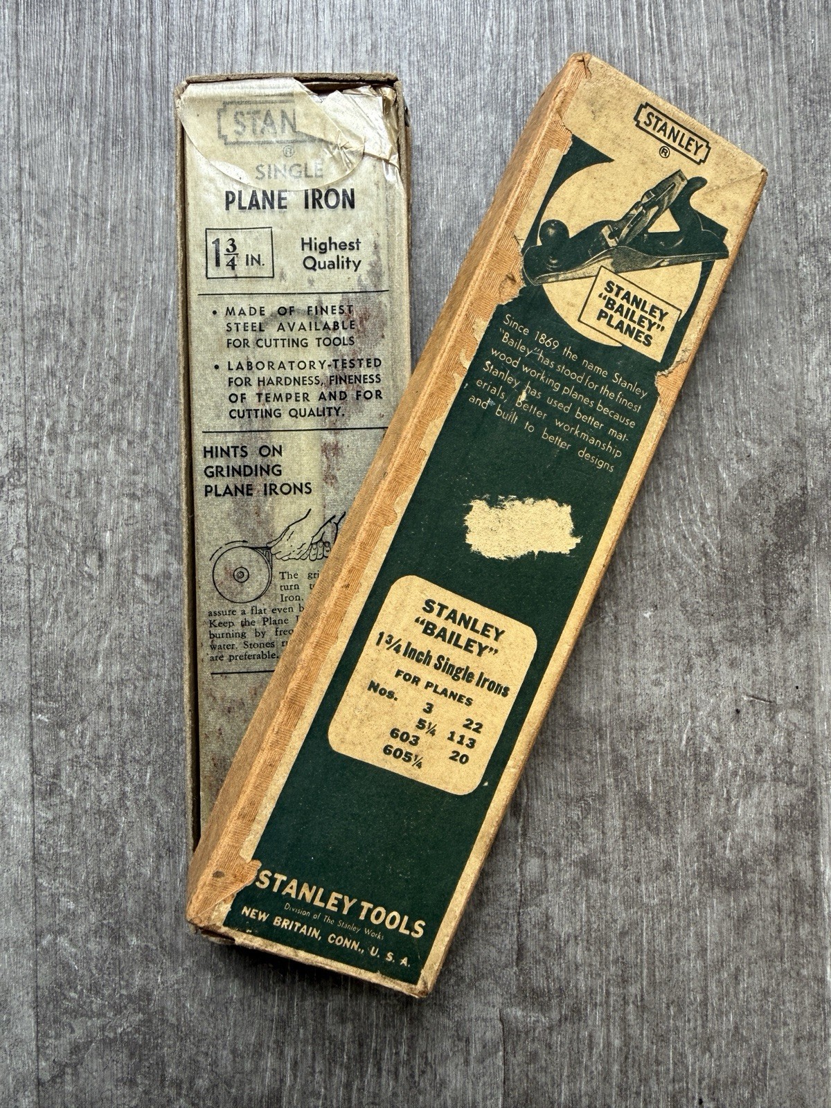 Stanley Plane Blade Iron 1 3/4 NOS Box Of 6 Vintage No. 3 and 5 1/4