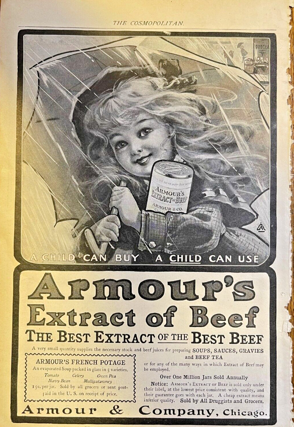 1902 Vintage Magazine Advertisement Armour Extract of Beef 1902 Vintage Magazine Advertisement Armour Extract of Beef