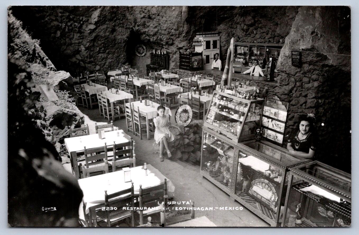 K57/ San Juan Teotihuacan Mexico RPPC Postcard c40s La Gruta Restaurant 34