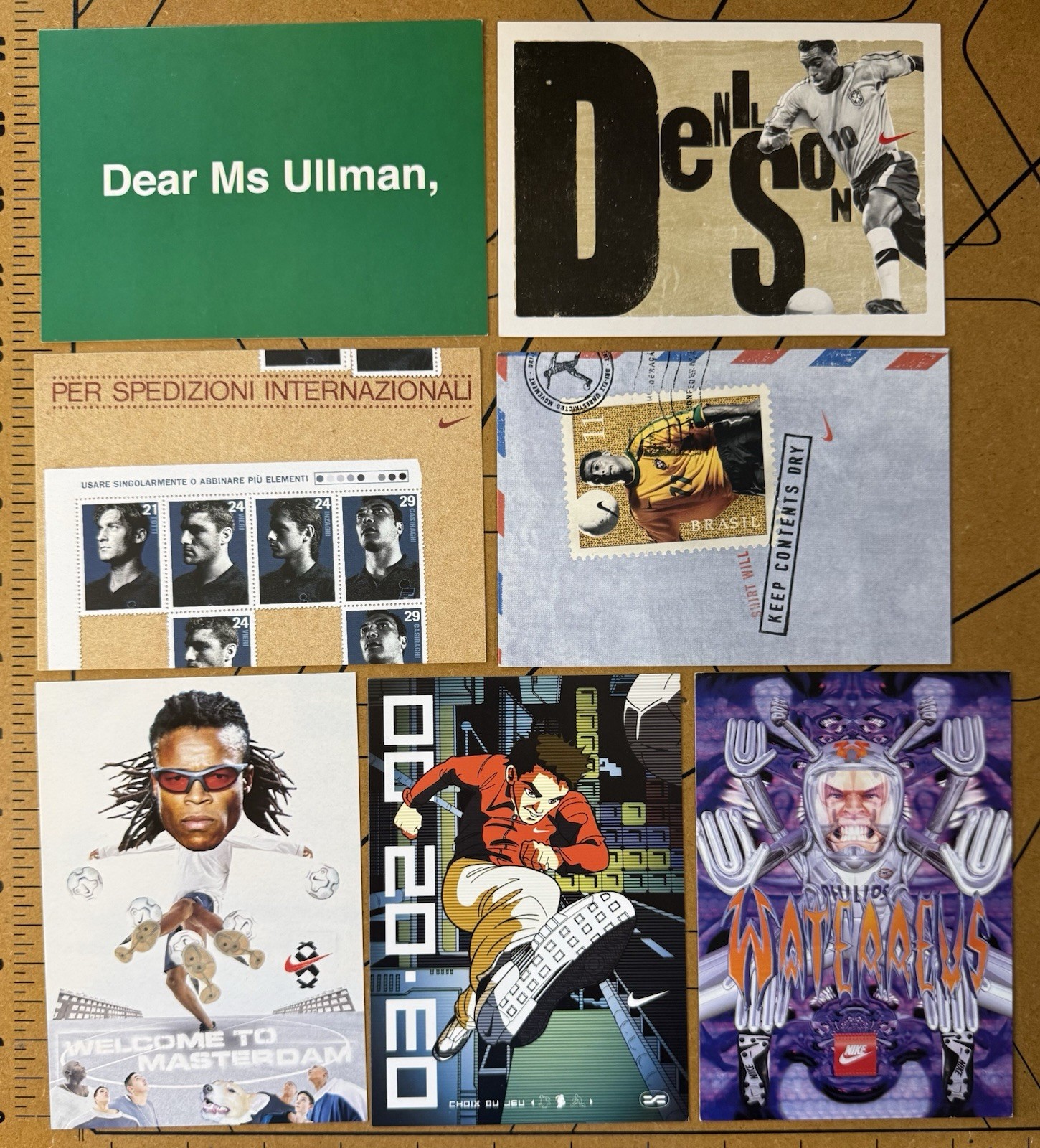 Lot 7 Vintage 1999-2000 NIKE Advertising Postcards Rare Foreign Football Soccer Lot 7 Vintage 1999-2000 NIKE Advertising Postcards Rare Foreign Football Soccer