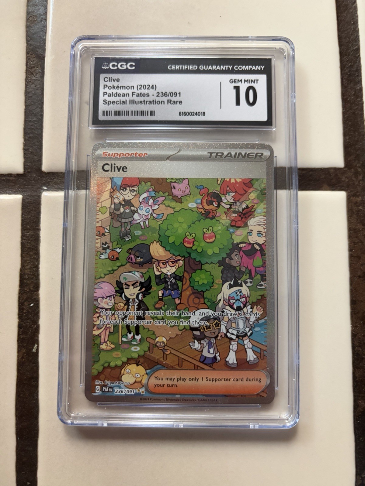 Pokemon Paldean Fates 236/091 Clive Special Illustration CGC Graded 10 GEM MINT
