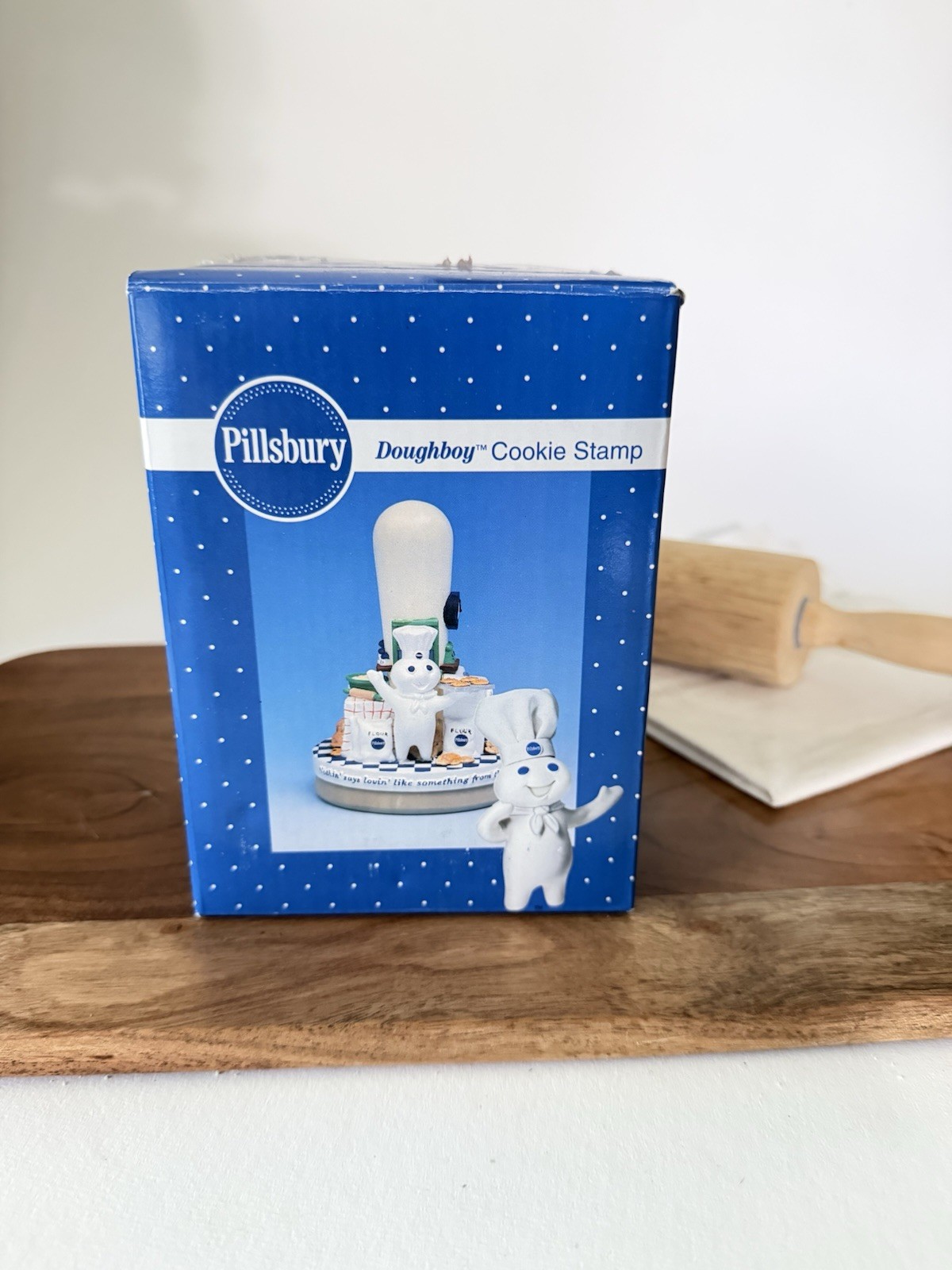 Vintage 1998 Pillsbury Doughboy Cookie Stamp Figurine Original Box Tag