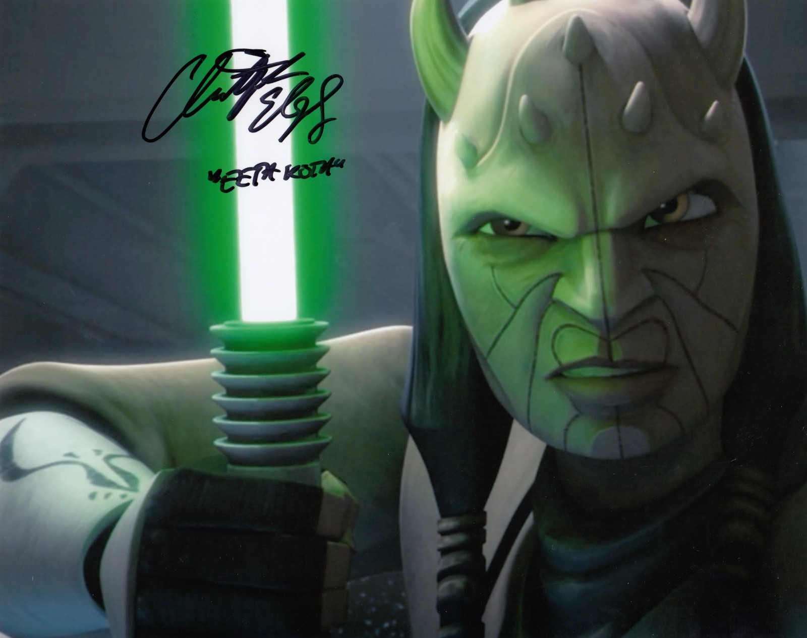 8x10 Star Wars Clone Wars Chris Edgerly Eeth Koth Signed Autograph COA