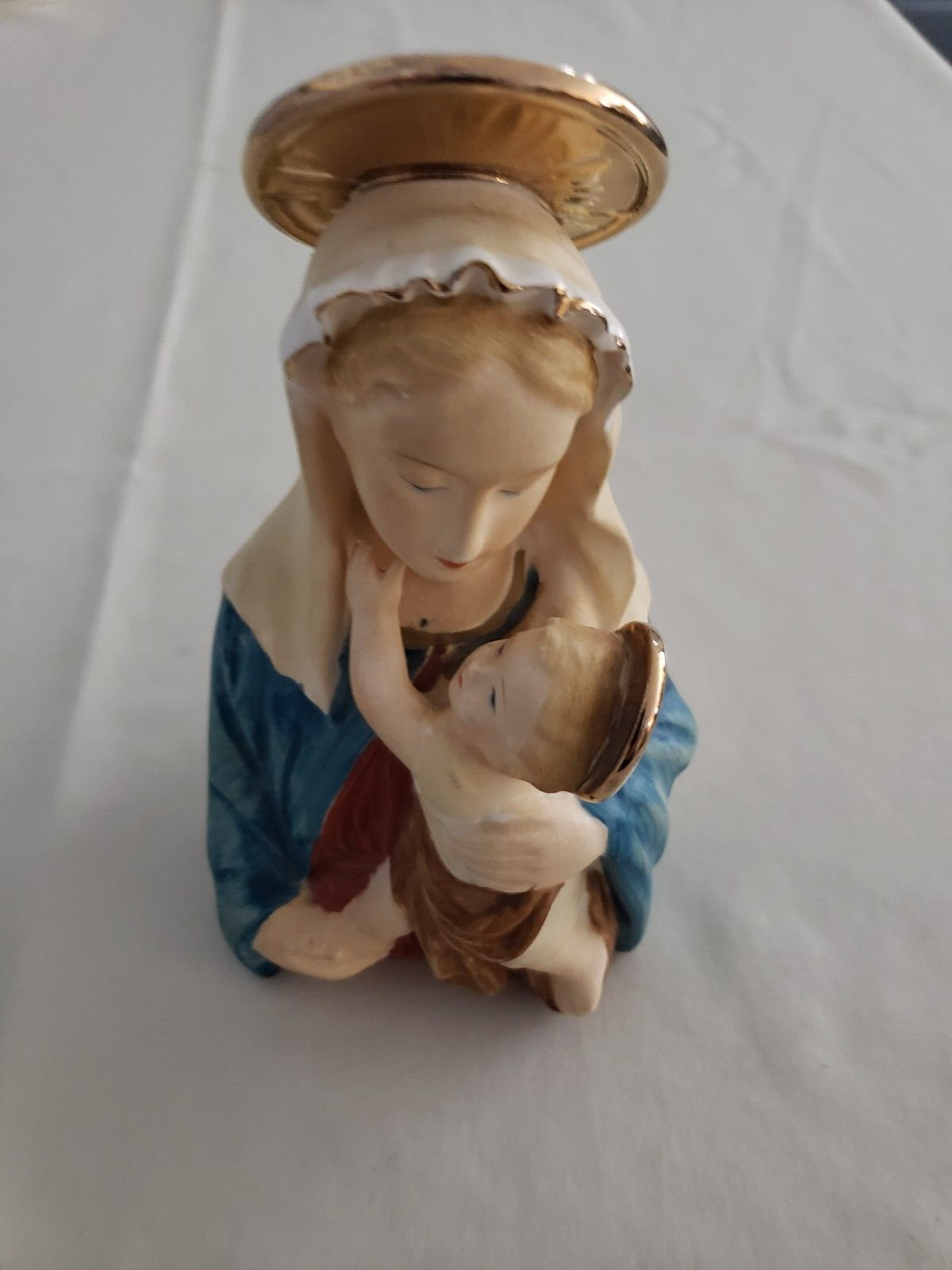 VTG MCM HF Co Japan Hand Painted Madonna Mother Mary Figurine CHILD RARE PLANTER