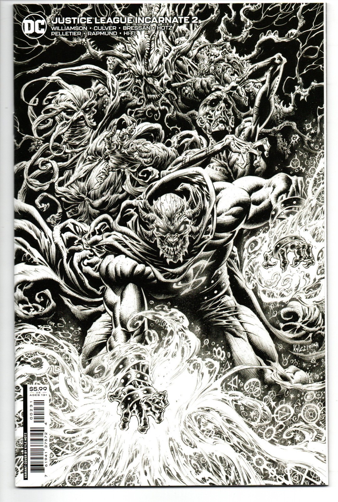DC Justice League Incarnate (2021) 2 Kyle Hotz 1:25 Black & White Variant NM/VF
