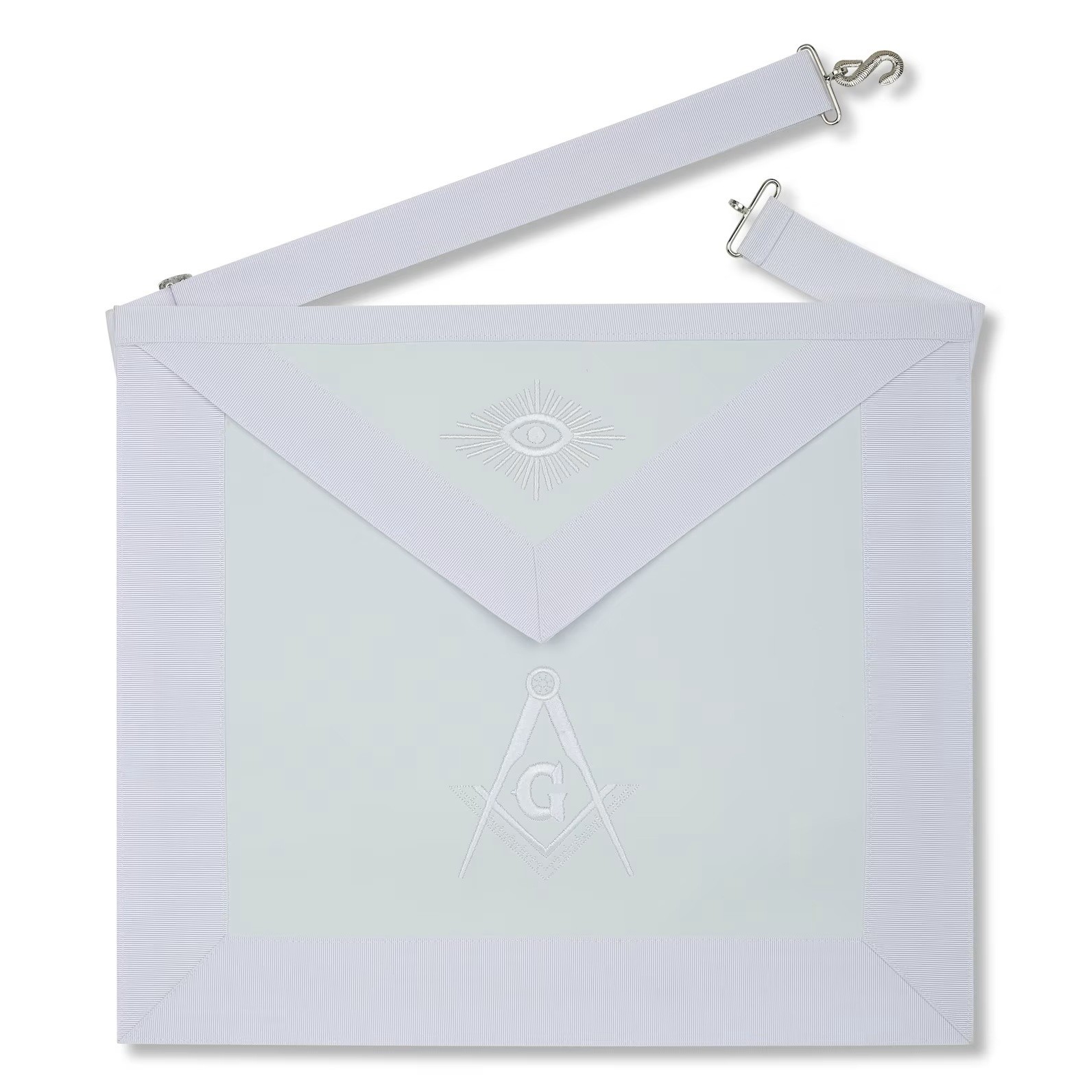 MASONIC ALL WHITE HAND EMBROIDERED MASTER MASON 100% LAMBSKIN APRON