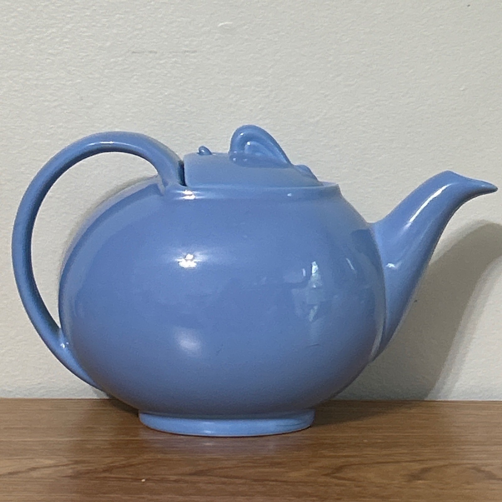 Vintage Hall China Airflow Teapot Cadet Blue Party Art Deco Ceramic MCM USA