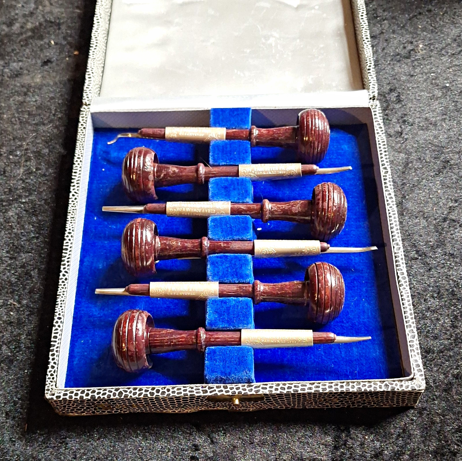 Vintage Ezra F. Bowman Engraving Tool Set Of 6 In Original Box