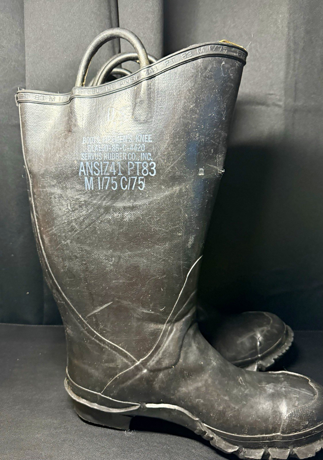 Servus Rubber Co. Firemen’s Knee Boots Steel Toe ANSI Z41 PT83 Size 11 Black