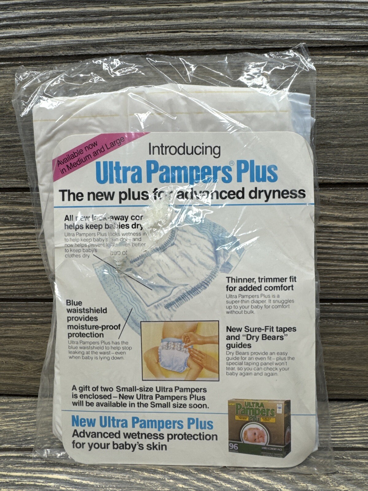 Vtg Procter And Gamble Ultra Pamper Plus Diaper Sample Pack with Advertisement
