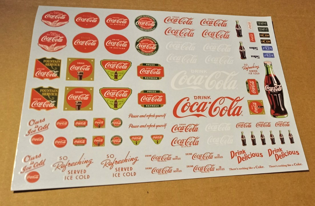 32 Ford Sedan Delivery Coke 1/25 scale  Decals Only Package #400G   READ DESC