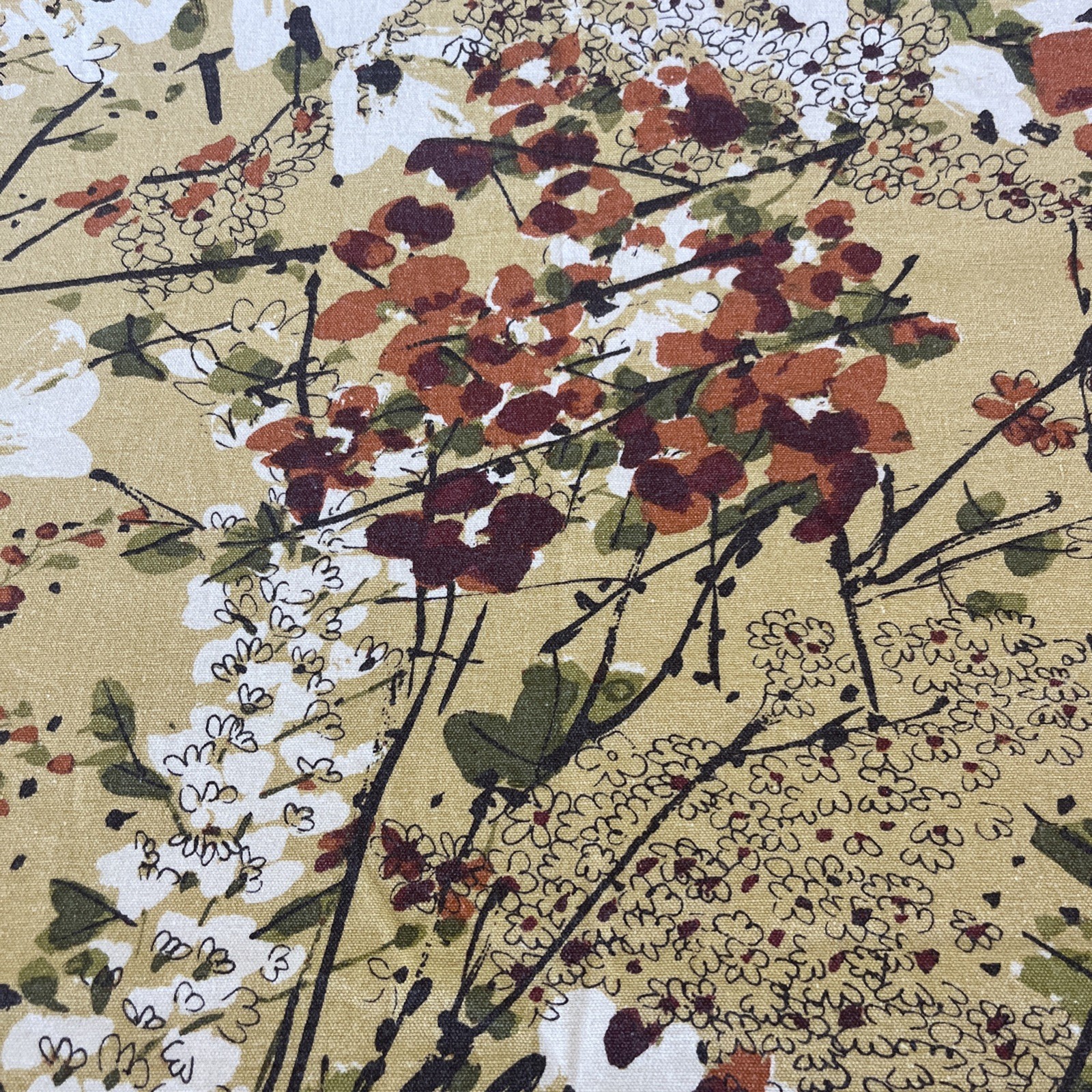 VERA NEUMANN Vintage Flowering Branch Autumn Floral Tablecloth Rust Gold 60x92”