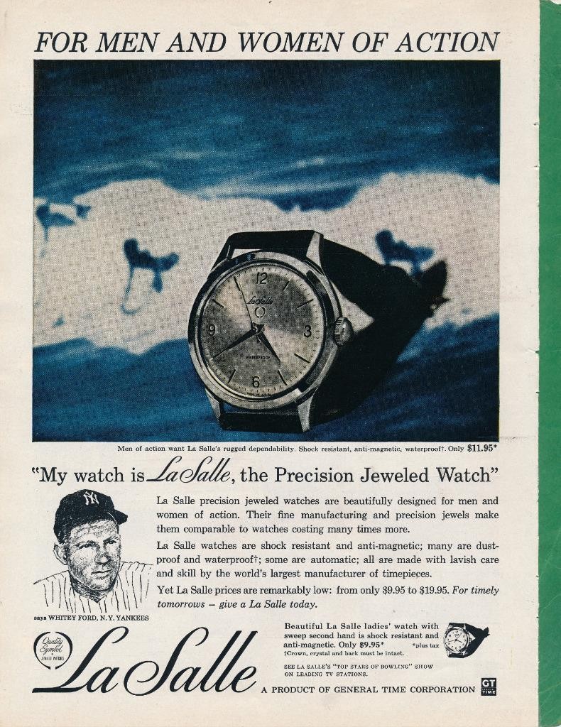 Magazine Ad - 1962 - La Salle Watches - Whitey Ford - NY Yankees