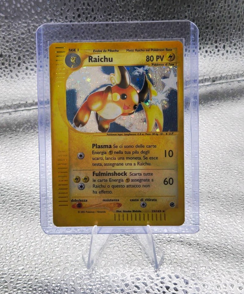 WOTC Pokemon Raichu 25/165 Cosmo Holo Rare Expedition Base Set 2002