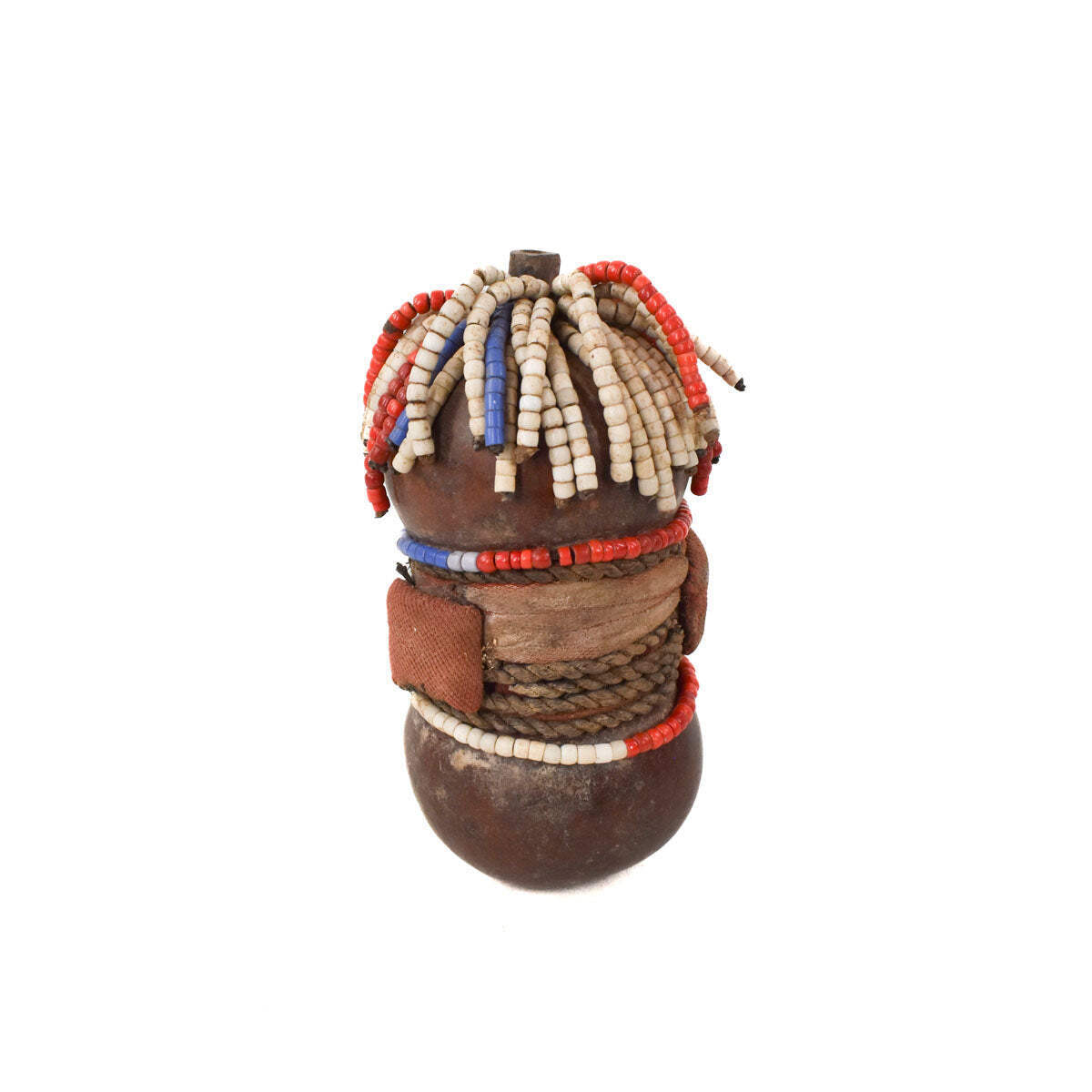 Nyamwezi Beaded Fertility Doll Gourd with Shells Tanzania