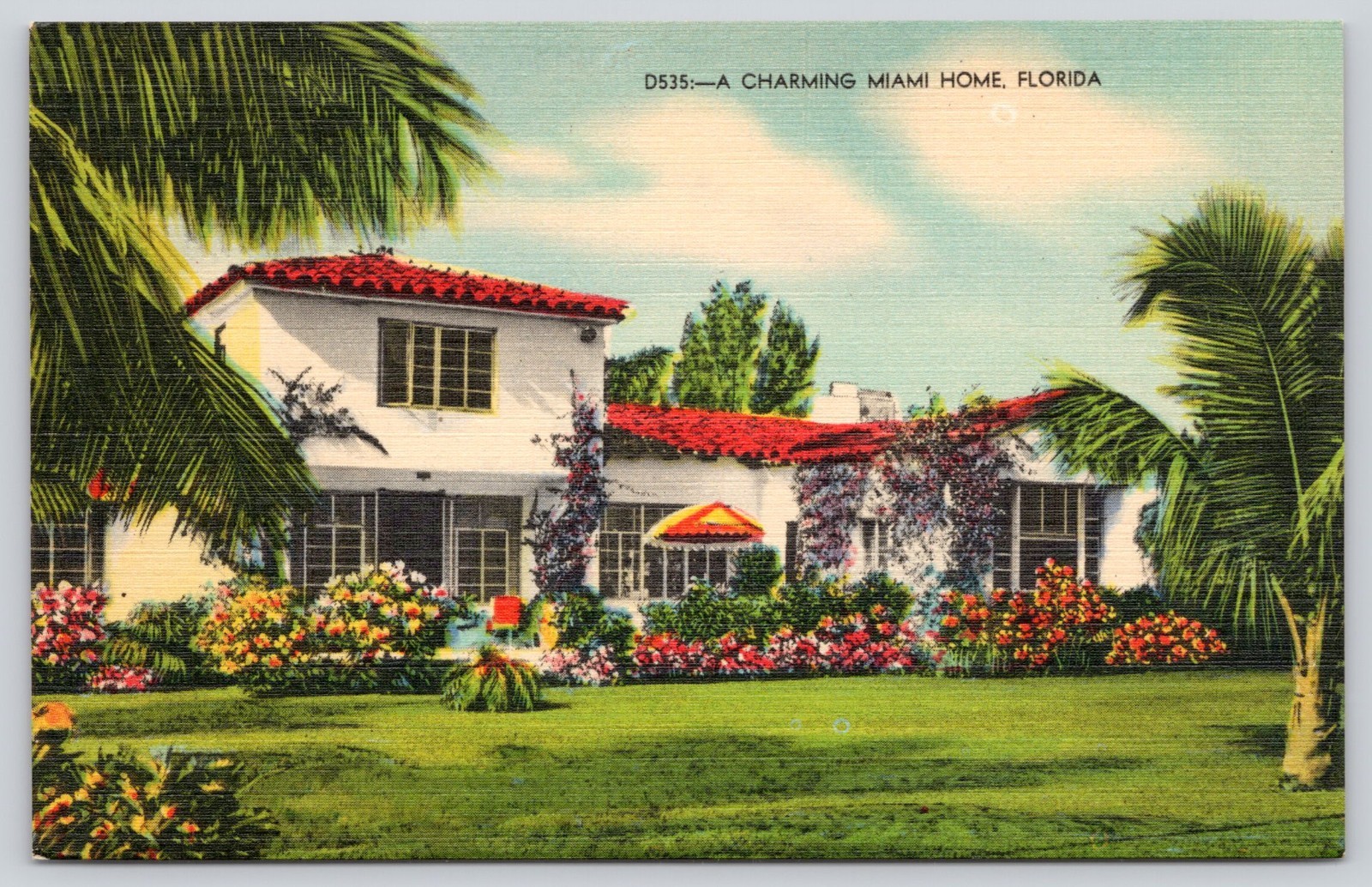 A Charming Miami Home, Miami FL Florida Mansion Postcard 1930s Unposted