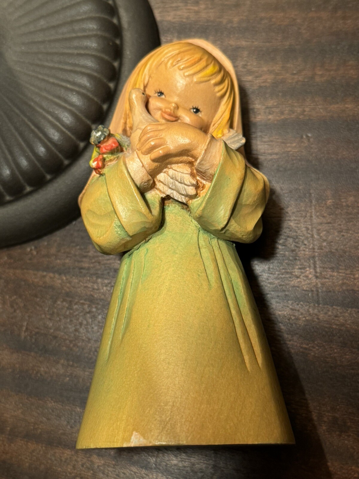 Anri Ferrandiz Girl With Dove Carved Wood Figure Italy Italian Vintage EUC