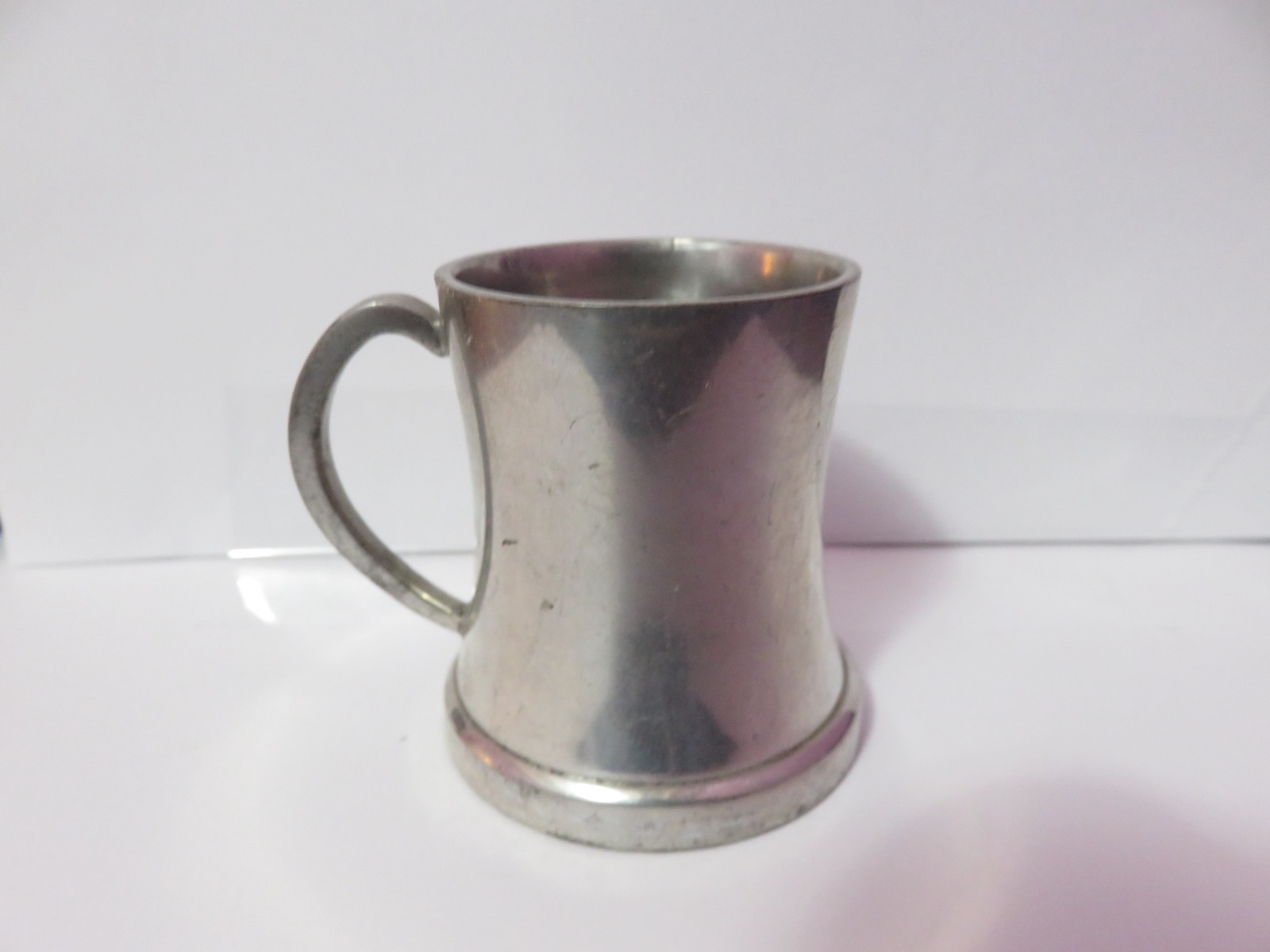 Vintage 1/2 oz. English Pewter Glass Bottom Mug Shaped Shot Glass