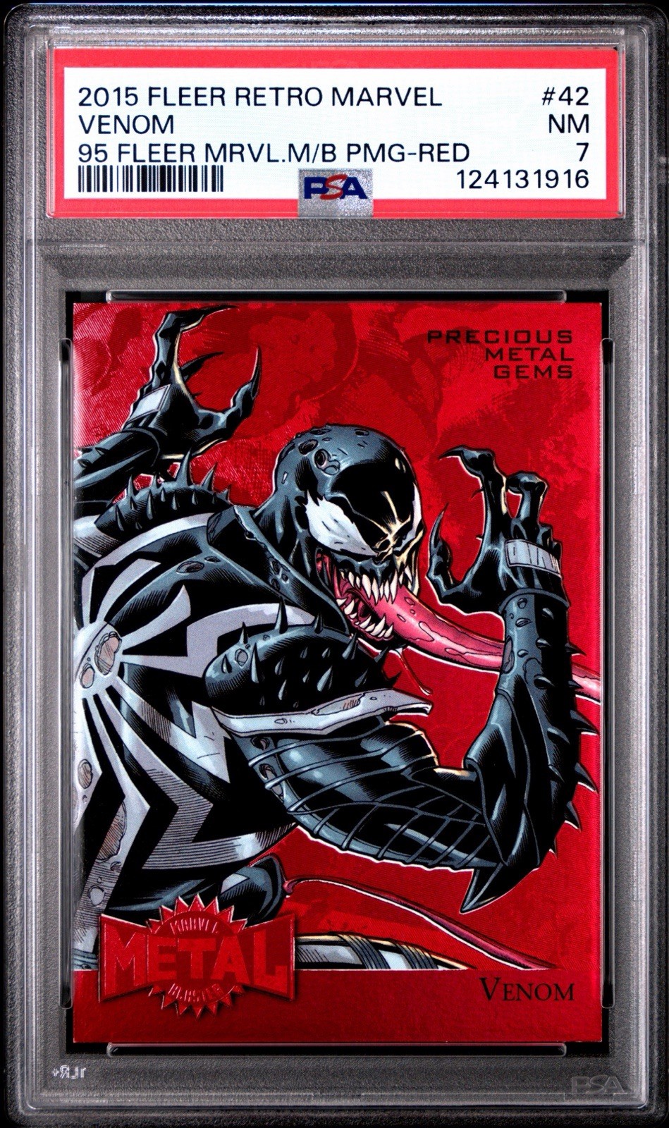 2015 Fleer Retro Marvel 1995 Metal Precious Metal Gems Red PMG Venom#42 PSA 7 NM