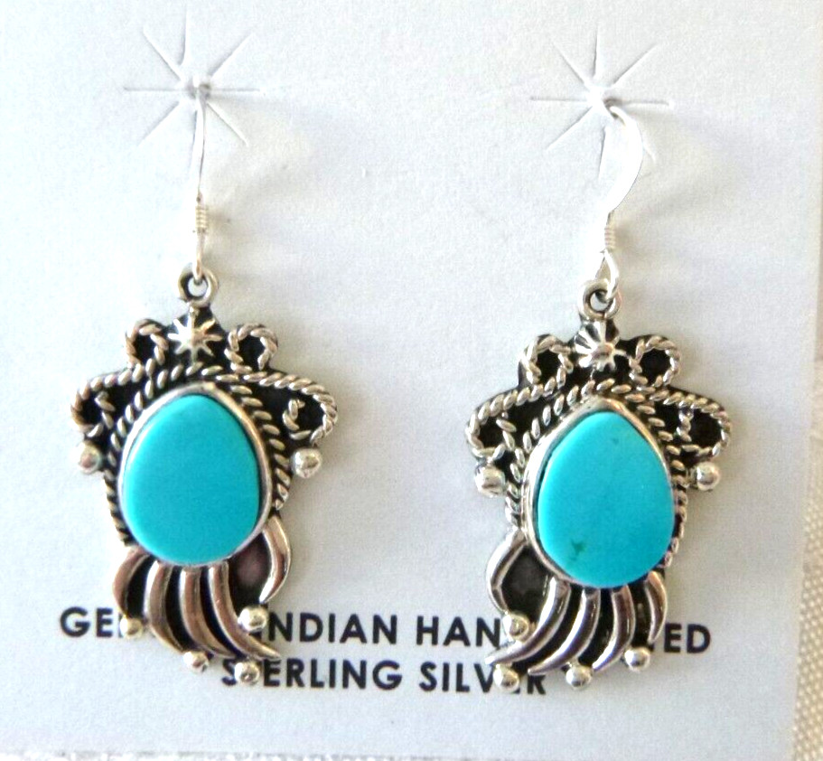 NWT Navajo Genevieve Francisco 925 Sterling Silver Bear Paw Earrings Turquoise NWT Navajo Genevieve Francisco 925 Sterling Silver Bear Paw Earrings Turquoise