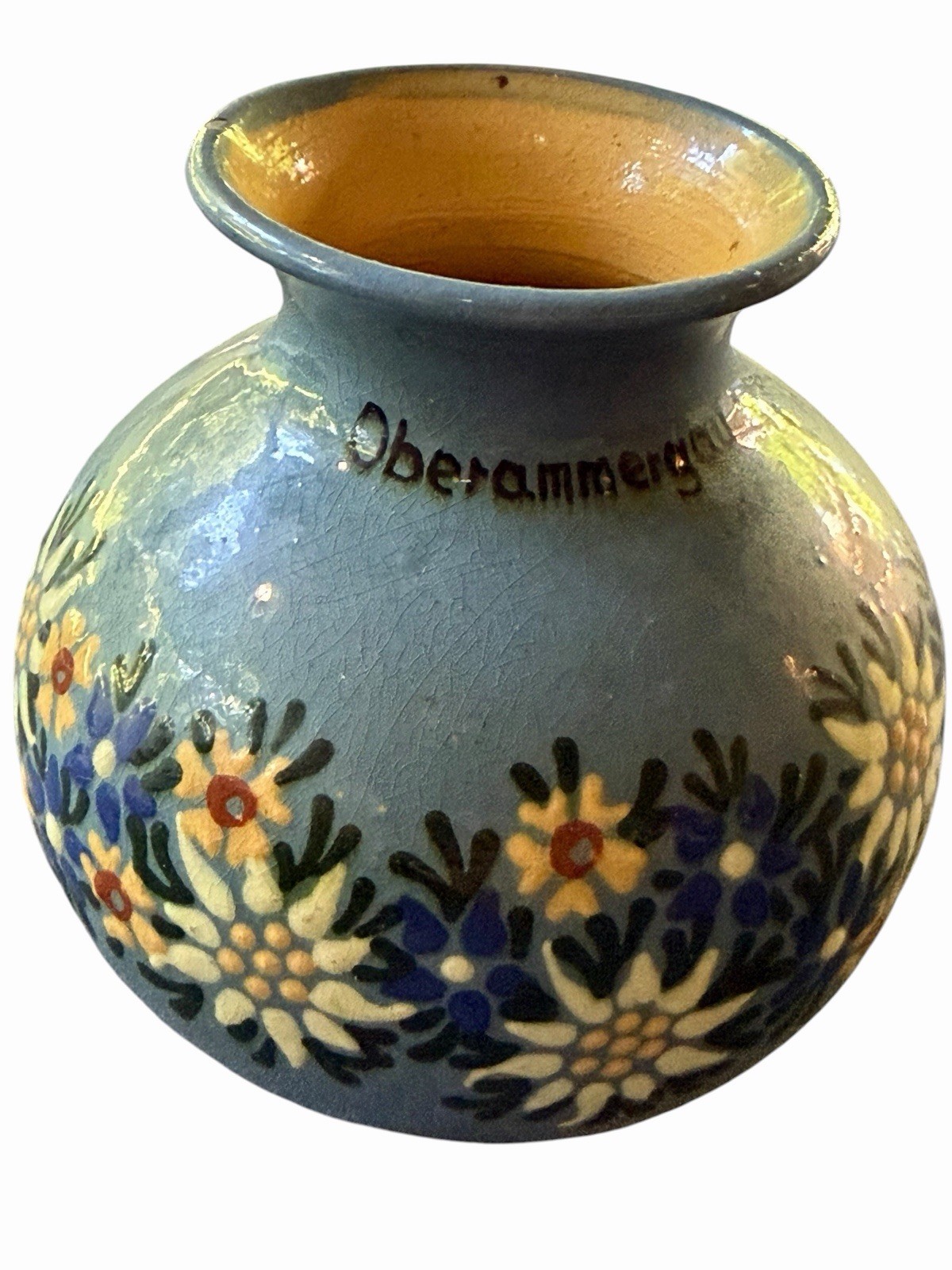 Rare Vintage Anton Lang Floral Art Pottery Vase Planter Oberammergau Germany