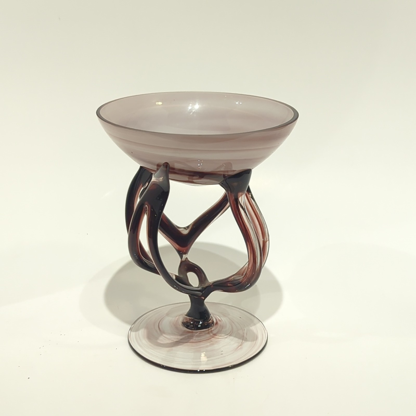 Vintage Jozefina Krosno, Poland Art Glass Glass Jellyfish, 7 leg Pedestal Bowl