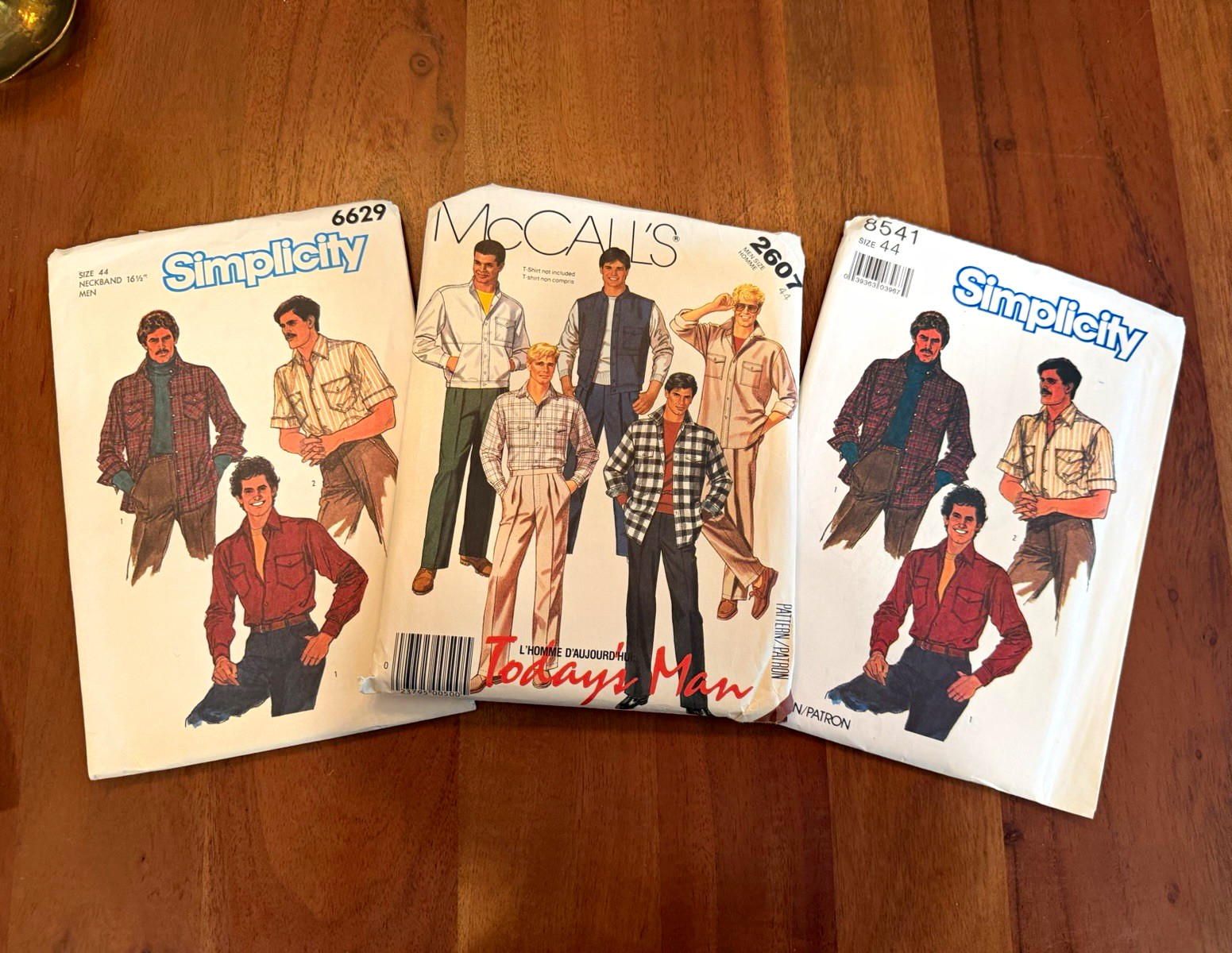 Vtg 1980s Simplicity McCalls Mens Pattern Lot 6629 2607 8541 Western Size 44