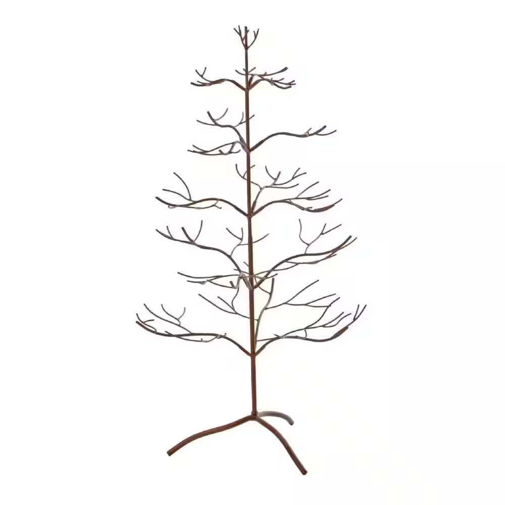 36 In. Brown Metal Ornament Tree with Hanging Branches