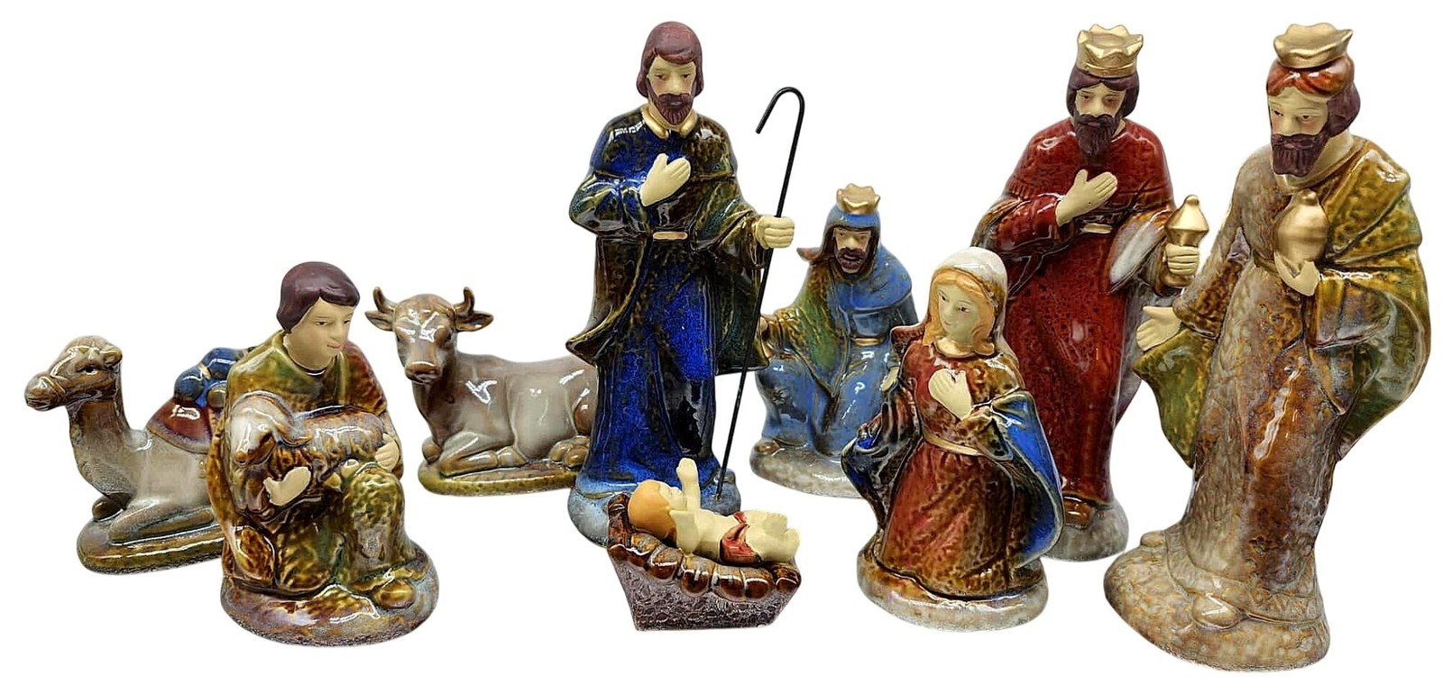 Avon 2011 Nativity Scene 9 Hand-Painted Ceramic Figurines Baby Jesus Christmas